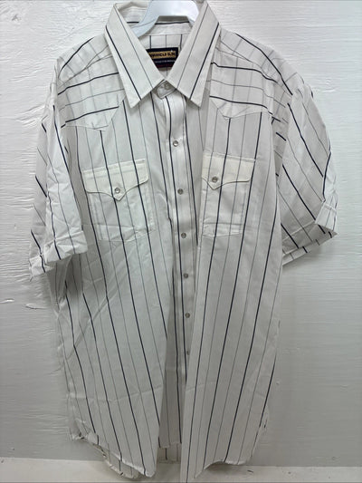 New Men’s Panhandle Slim White Stripe Long Sleeve Pearl Snap 18 2XL AA-115