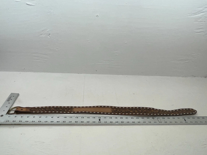 New Brown Genuine Leather Weaved And Tooled 30” Belt #203 JJ-94