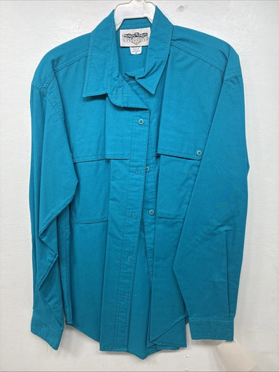 New Women’s San Angelo Blue Long Sleeve Button Up Medium MM-109