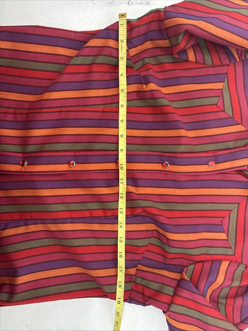 New Women’s H Bar C Red Stripe Long Sleeve Pearl Snap Size 40 KK-93