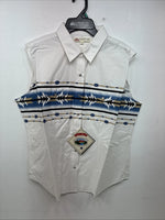 New Women’s Cumberland White Deign Short Sleeve Pearl Snap XL II-28