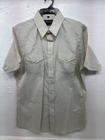 New Men’s White Horse Yellow Stripe Short Sleeve Pearl Snap Large CC-45