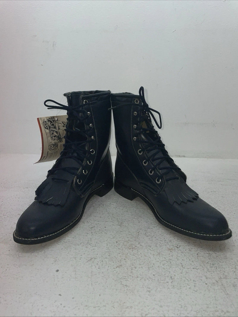 New Men’s Black Lace Up Texas Brand Cowboy Boots. 8850 8 E E. 1-128