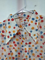 New Women’s Tem Tex Polkadot Long Sleeve Pearl Snap Size 40 II-83
