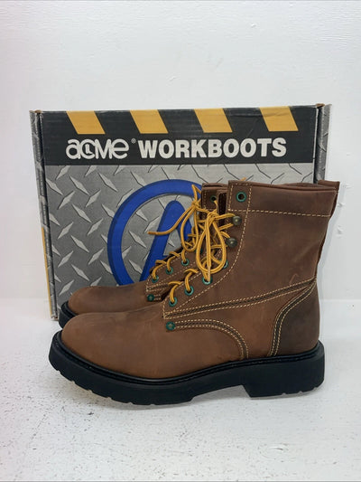New Women’s Brown Lace Up Acme Cowboy Boots. 8070 8.5 8 1/2 M. 15-45