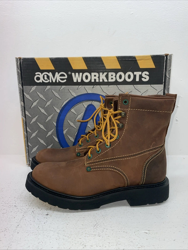 New Women’s Brown Lace Up Acme Cowboy Boots. 8070 8.5 8 1/2 M. 15-45
