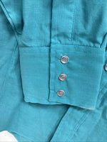 New Men’s ELY Cattleman Teal Western Long Sleeve Pearl Snap 16.5 X 35 Large T-59
