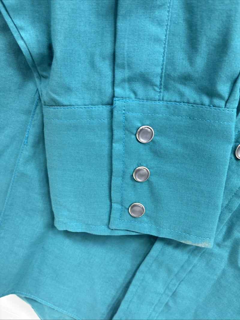 New Men’s ELY Cattleman Teal Western Long Sleeve Pearl Snap 16.5 X 35 Large T-59