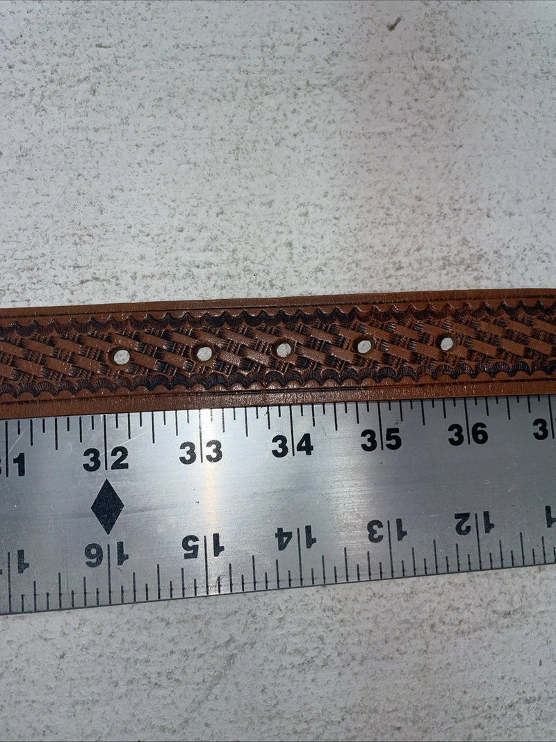 New Brown Genuine Leather Wrangler Tooled 34” Belt #593-02 Z-9