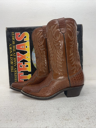 New Men’s Brown Texas Brand Cowboy Boots. 5084 8.5 8 1/2 D. 3-114