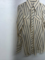 New Men’s Yellow Stripped HbarC Pearl Snap Long Sleeve Shirt 15.5x33 M I-31