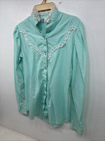 New Women’s Miss Rodeo Blue Design Long Sleeve Pearl Snap Size 10 TT-97