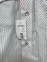 New Boys White Horse Grays Stripe Long Sleeve Pearl Snap Medium DD-119
