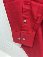 New Men’s Wrangler Red Long Sleeve Button Up Shirt Medium J-85
