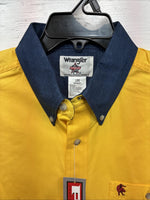 New Men’s Wrangler PBR Yellow Long Sleeve Button Up Large V-40