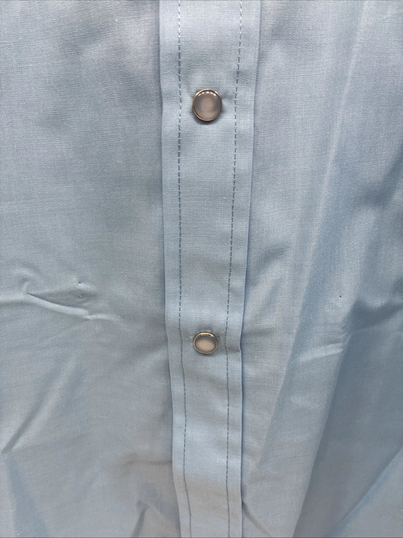 New Men’s ELY Cattleman Blue Long Sleeve Pearl Snap 18 X 35 2XL CC-5