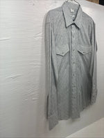 New Men’s Champion Western Gray Long Sleeve Pearl Snap Shirt 15.5 Medium V-60