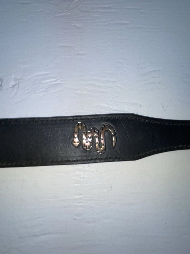New Black Genuine Leather Nocona Silver Pendent 32” Belt #K411 Z-149