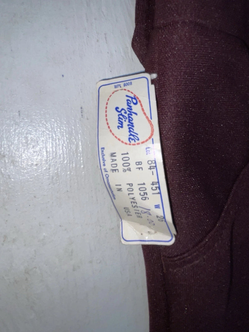 New Vintage Maroon Panhandle Slim Polyester Pants #84451 XX-35