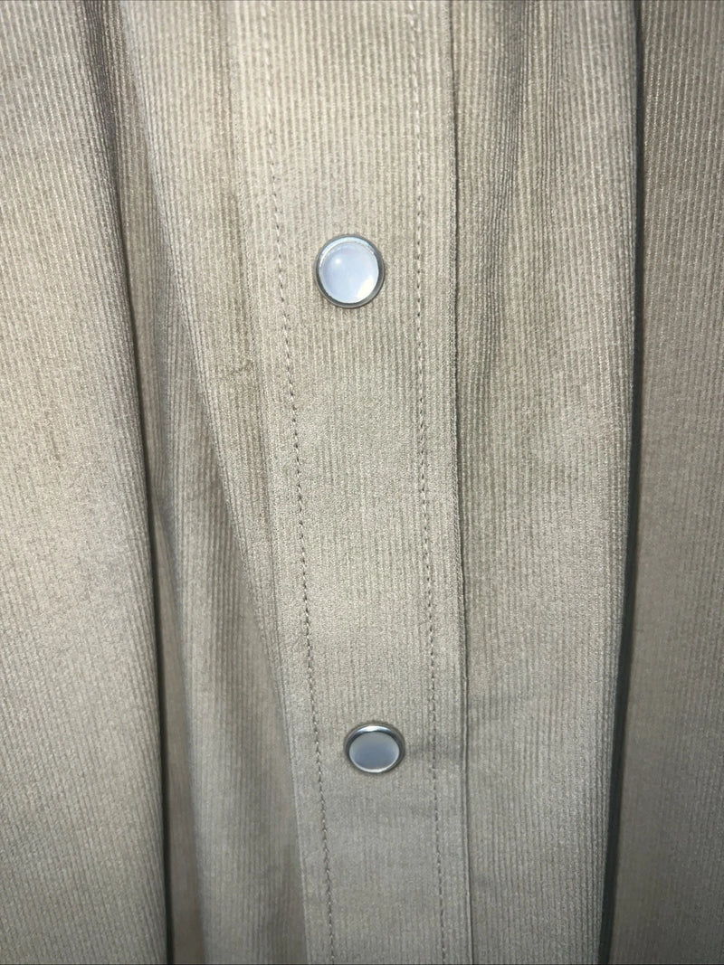 New Mens Tan Velvet White House Pearl Snap Long Sleeve Shirt. XXL G-65