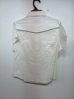 New Women’s Cumberland White Cropped White Short Sleeve Pearl Snap Medium LL-67