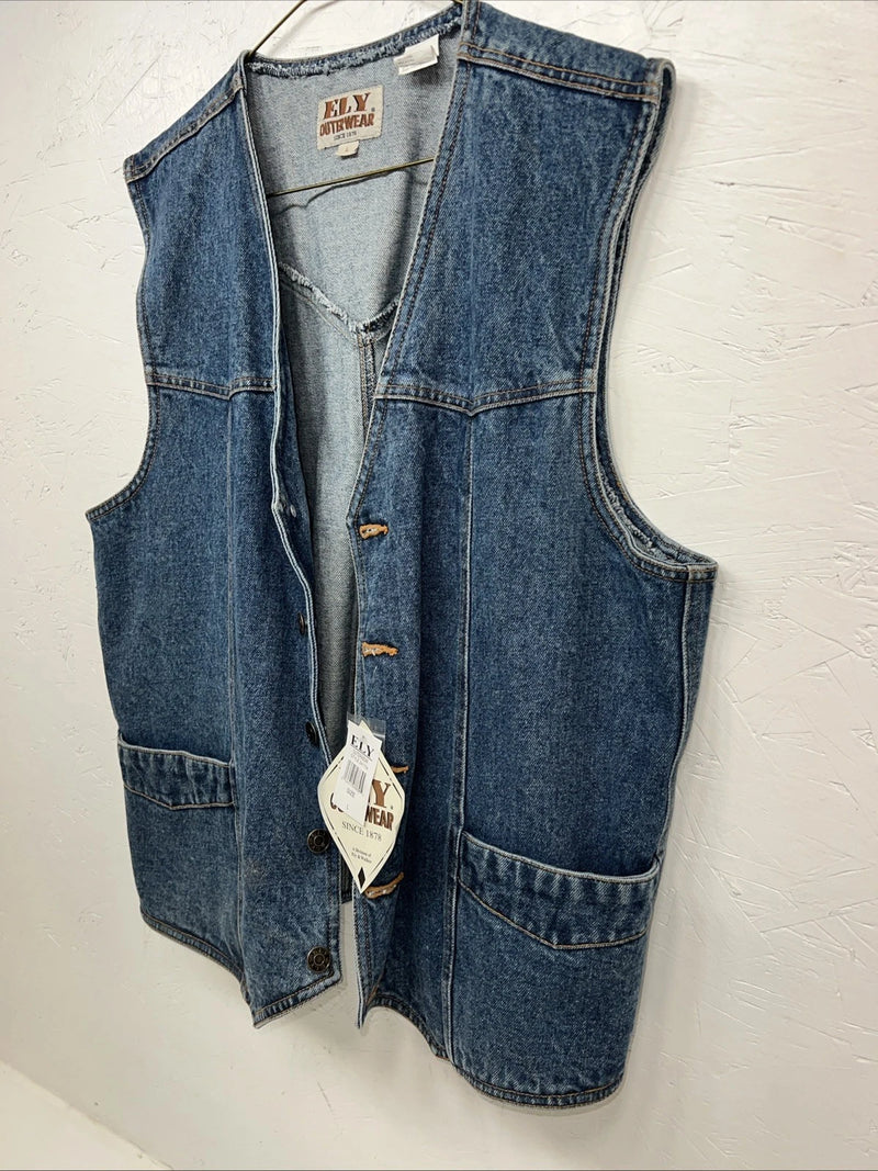 New Mens ELY Cattleman Jean Jacket Tank top Large #241104 QQ-11