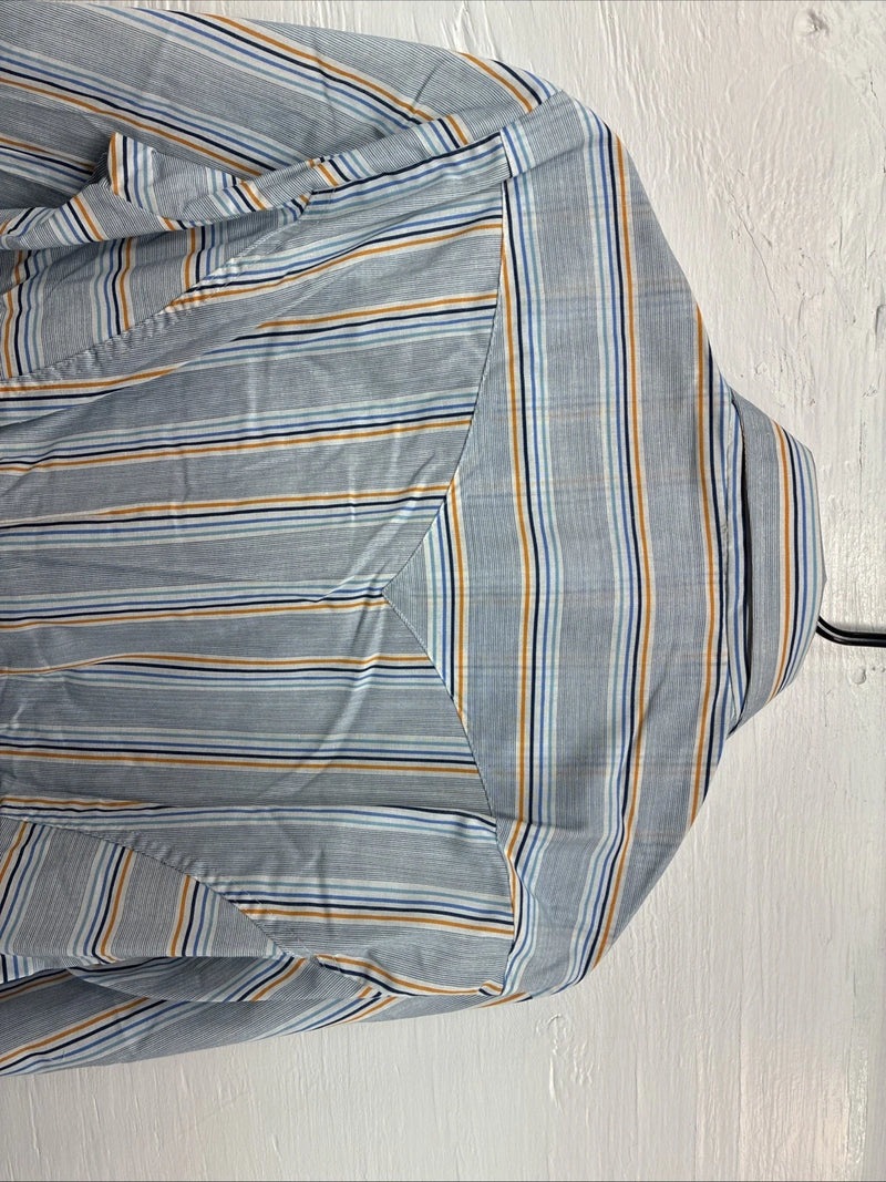 New Men’s Tem Tex Blue Stripe Long Sleeve Pearl Snap 16 X 33 Large R-16
