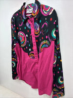 New Women’s Mine & Bills Pink Deigned Long Sleeve Button up Medium TT-119