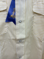 New Men’s Panhandle Slim Yellow Strip Long Sleeve Pearl Snap 16 Large AA-33