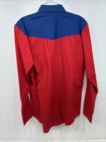 New Women’s Country Charmer Red Blue Long Sleeve Pearl Snap Large MM-65