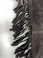 NOS Black Royal King Show Chaps With Fringe Adjustable Waist 45” I-76