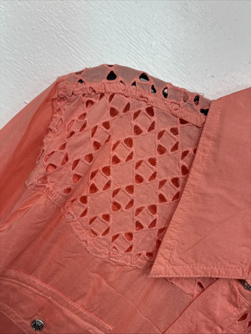 New Women’s Cumberland Pink Designed Long Sleeve Pearl Snap XL II-7