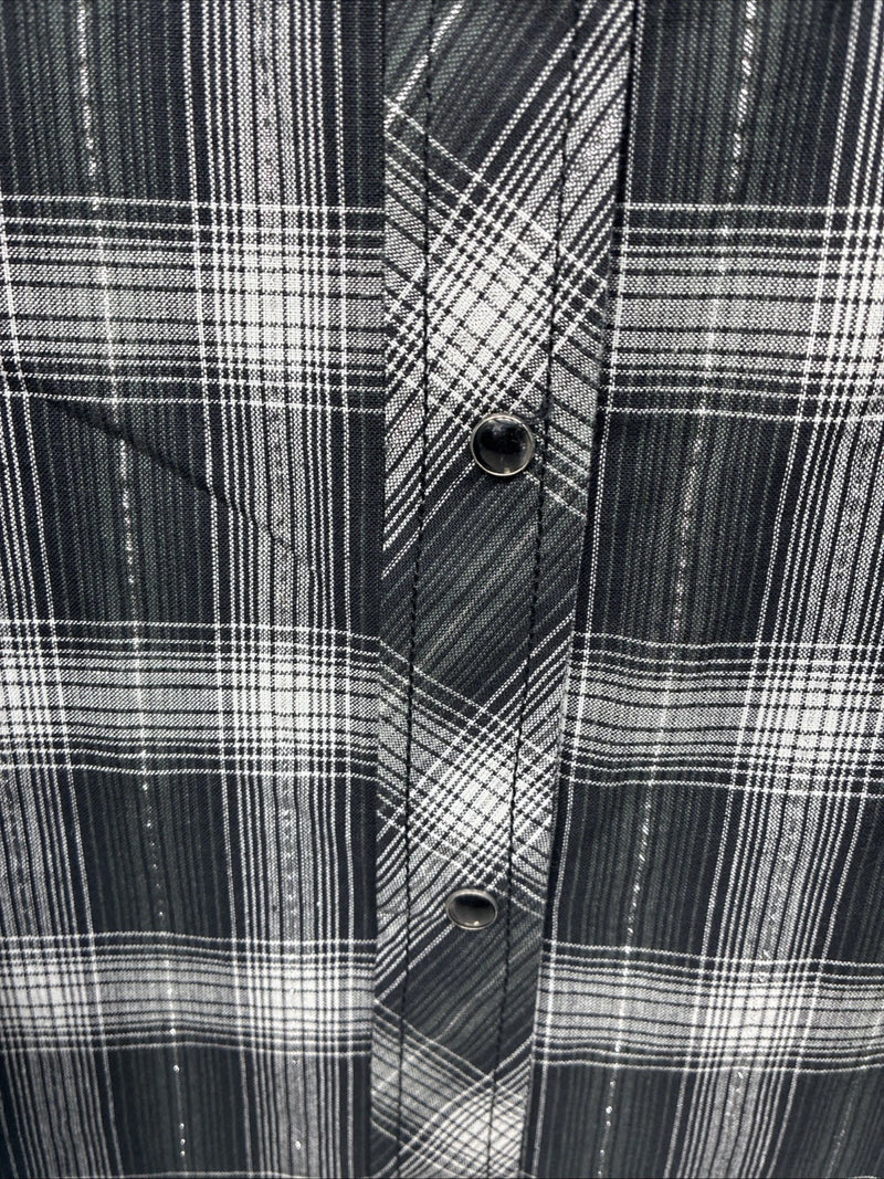New Women’s Cumberland Black Plaid Long Sleeve Pearl Snap 3XL GG-67