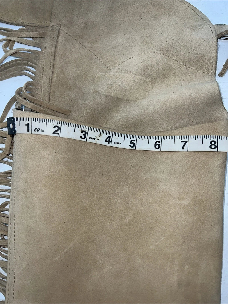 NOS Tan Children’s Show Chaps With Fringe Adjustable Waist 36” L-40