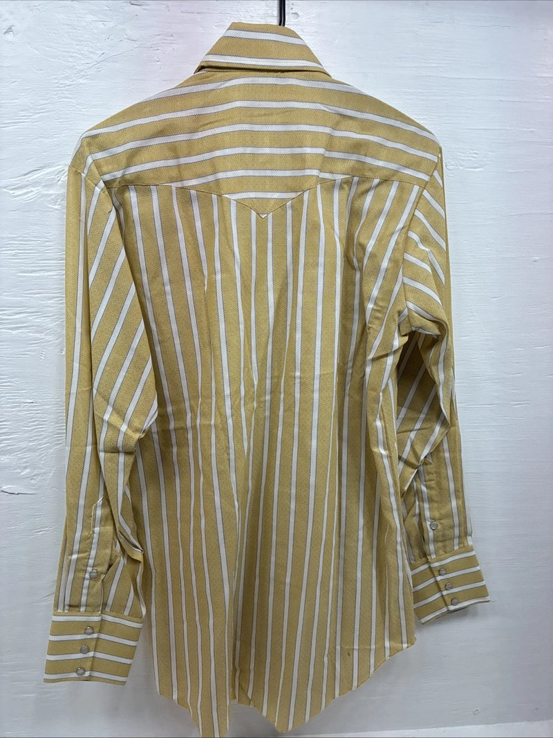 New Men’s Fenton Yellow White Stripe Long Sleeve Pearl Snap 16 Large Q-47
