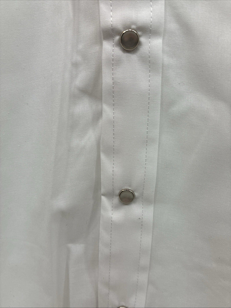 New Men’s ELY Cattleman White Blue Embroidered Long Sleeve Pearl Snap XL H-75