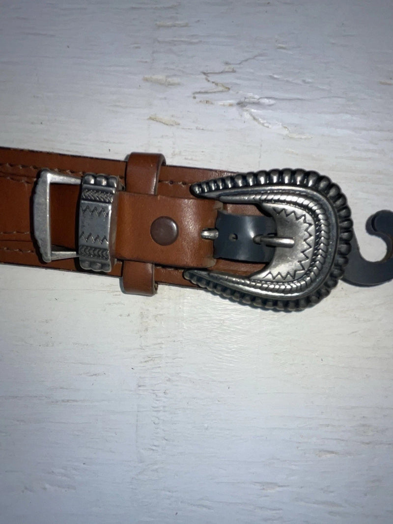 New Brown Genuine Leather Tex Tan Colored Stripe 36” Belt #024731 Z-113