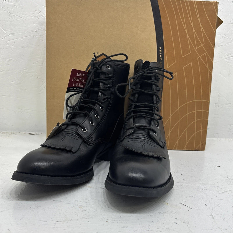 Black Lace Up Women’s Work Boots Size 7b 17-3