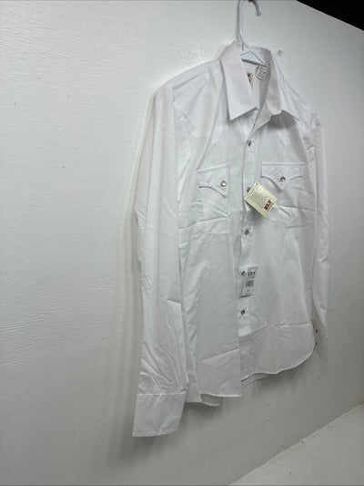 New Boys ELY Cattleman White Long Sleeve Pearl Snap Size 16 KK-46