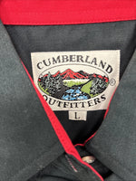New women’s Cumberland Black White Design Short Sleeve Button Up Large MM-123