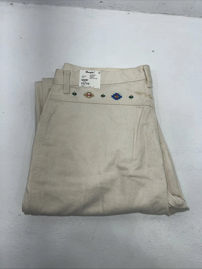 New Women’s White Wrangler Relaxed Fit Denim Jeans Aztec Designs 15/16x36 Q-1