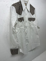 New Men’s White DEE-CEE western Wear Shirt Pearl Snap. 15 X 33 Medium A-178
