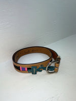 New Brown Genuine Leather Wrangler Stripes And Pendent 34” Belt #621026 Z-146