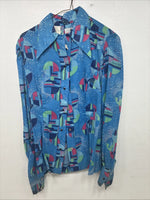 New Women’s Tem Tex Multicolor Design Long Sleeve Pearl Snap Size 32 MM-60
