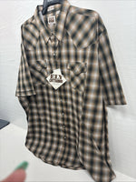 New Men’s ELY Cattleman Yellow Flannel Short Sleeve Pearl Snap 4XL F-51