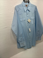 New Men’s ELY Cattleman Blue Stripe Design Long Sleeve Pearl Snap 17.5 XL O-37
