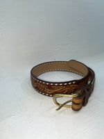 New Red Genuine Leather Longhorn Tooled 32” Belt #82828 NN-60