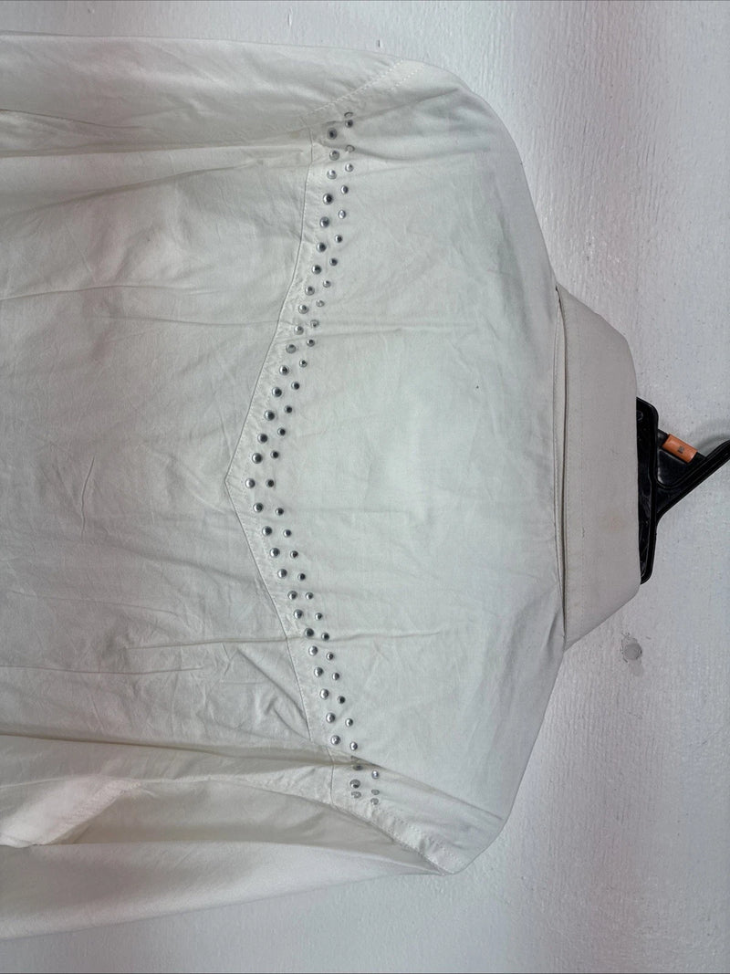 New Women’s Cumberland White Gem Long Sleeve Pearl Snap Medium KK-82