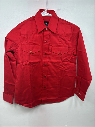 New Kids Western Express Red Long Sleeve Pearl Snap Medium LL-26