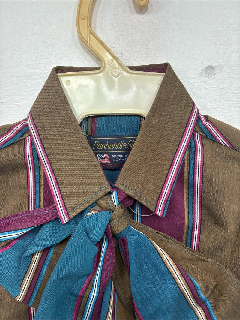 New Women’s Panhandle Slim Multicolor Stripe Long Sleeve Pearl Snap Size 10 MM-8